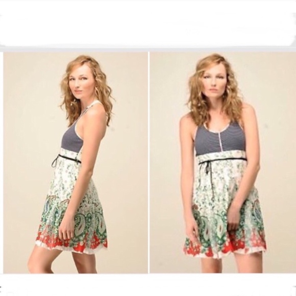 NWOT FREE PEOPLE HEARTLAND PAISLEY LINEN DRESS 10